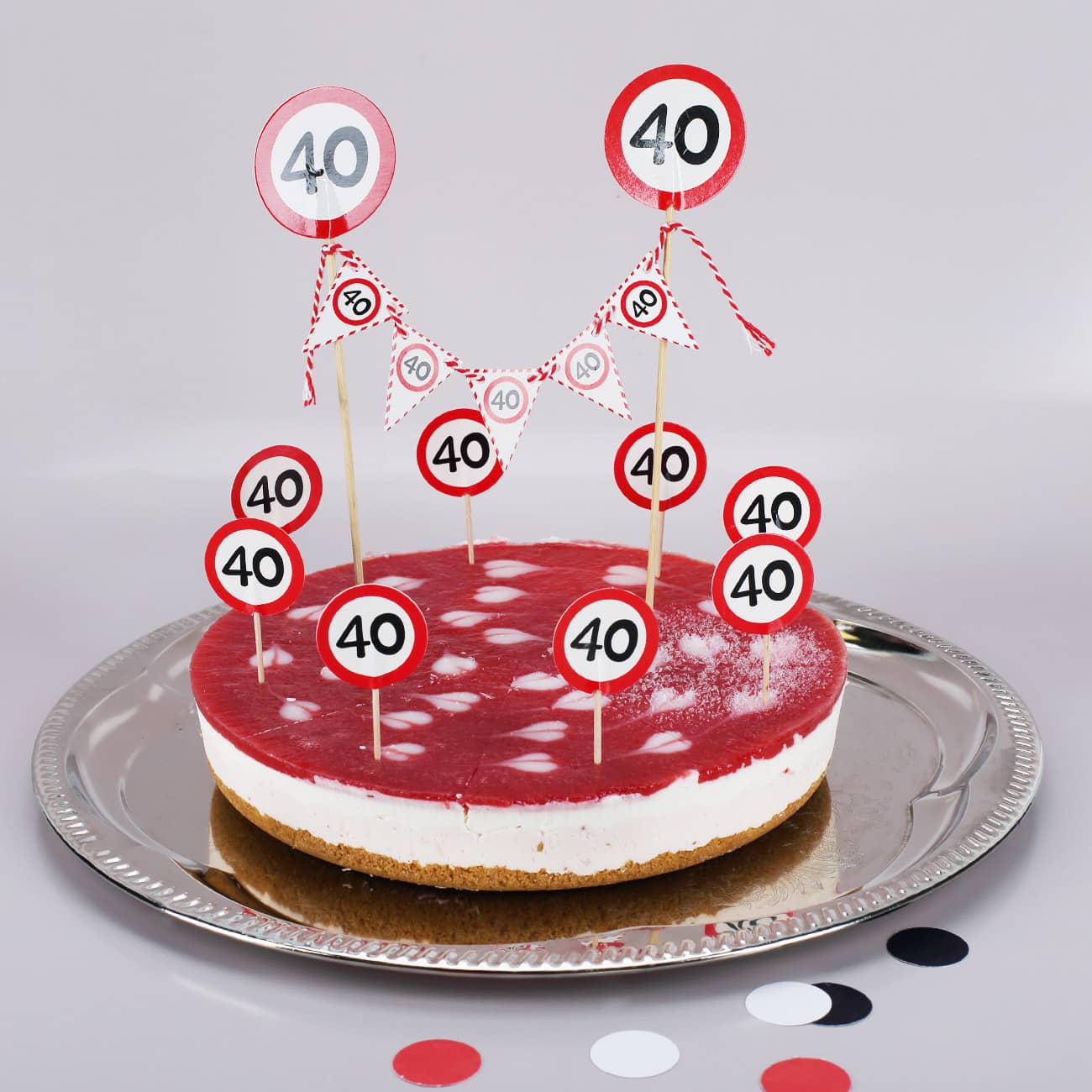 Tortendekoration - 1x Girlande, 8 Picks