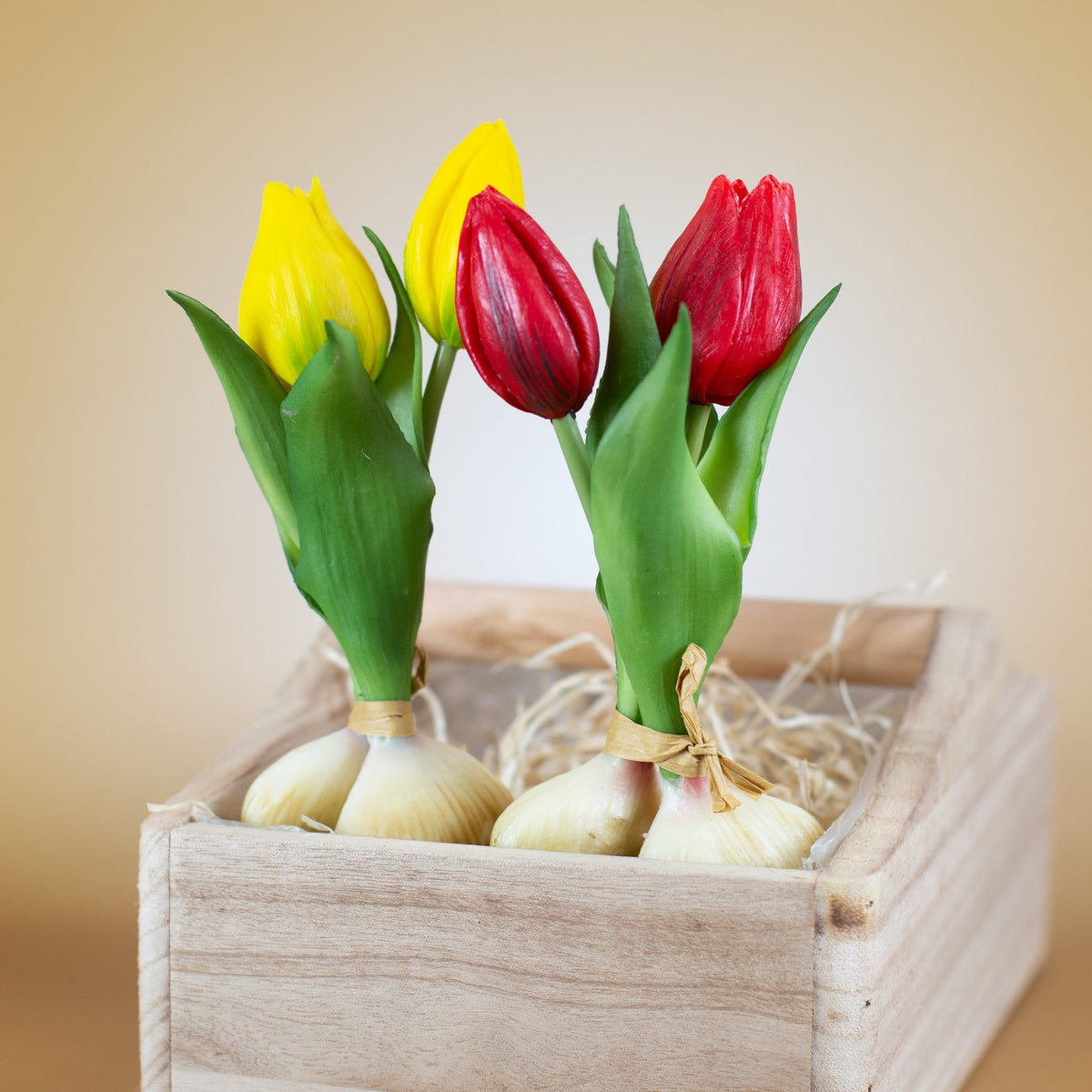 Seidenblumen Tulpen mit Zwiebeln | Hochwertige Kunstblumen