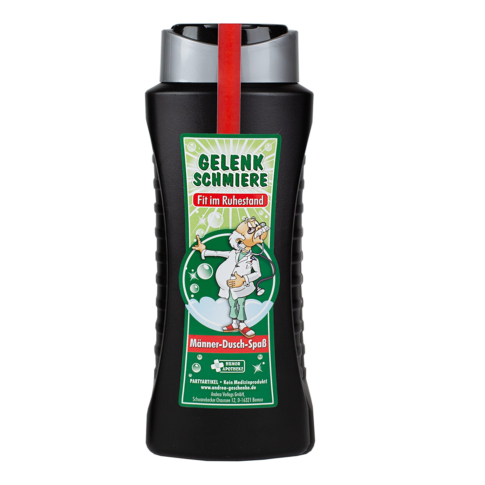 Verpackung vom Männer-Duschgel Gelenkschmiere – humorvolles Geschenk für Rentner