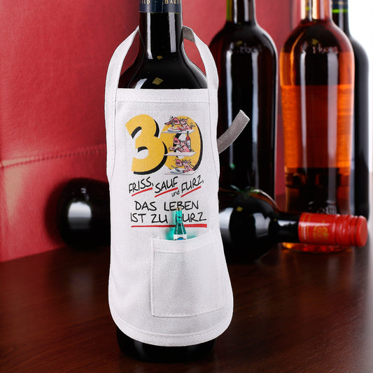 Friss, Sauf und Furz Flaschenschürze zum 30. Geburtstag