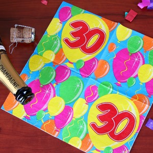 Serviette mit Ballons und einer 30 bedruckt