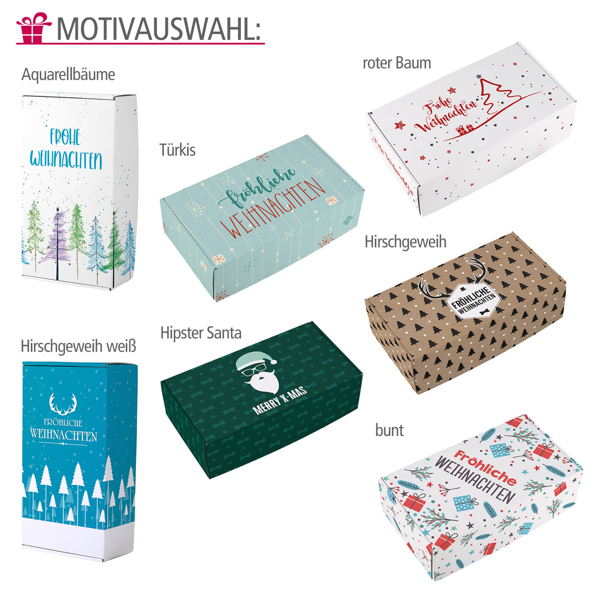 Geschenkboxen für Weihnachten in 3 Größen | Geschenkverpackung Box für  Weihnachtsgeschenke