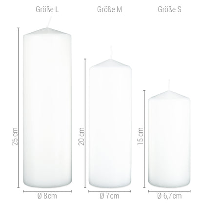 Größenvergleich der Wachs-Kerzen