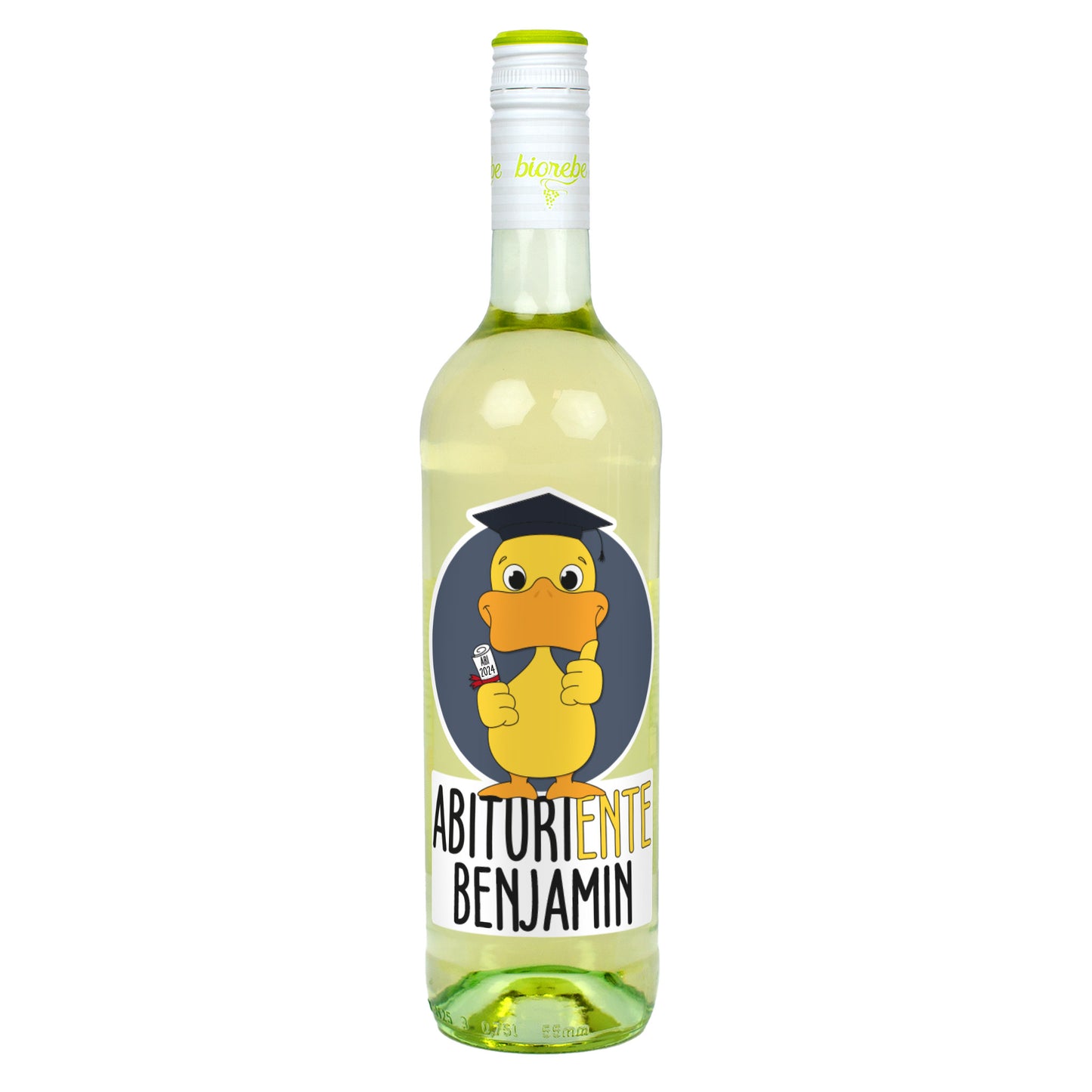 Biorebe Wein - AbituriENTE mit Entenmotiv, Name und Abschlussjahr