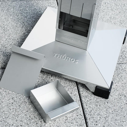 Gravierter Thüros T2 Edelstahl Säulengrill für Holzkohle als Hochzeitsgeschenk | Hochwertiger Grill