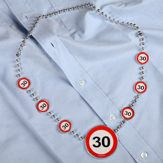 Partykette zum 30. Geburtstag in weiß und rot