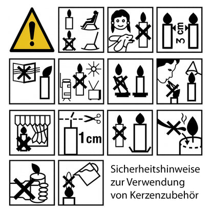 Sicherheitshinweise für Kerzen und Kerzenzubehör