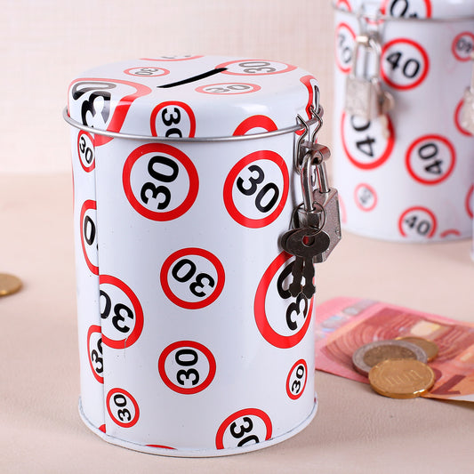  Spardose aus Metall mit Schloss zum 30. Geburtstag