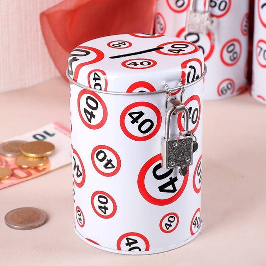 Spardose mit Schloss 40 aus Metall 