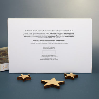 Rückseite des Toffifee Adventskalenders mit Zutaten, Allergenen und Produktangaben