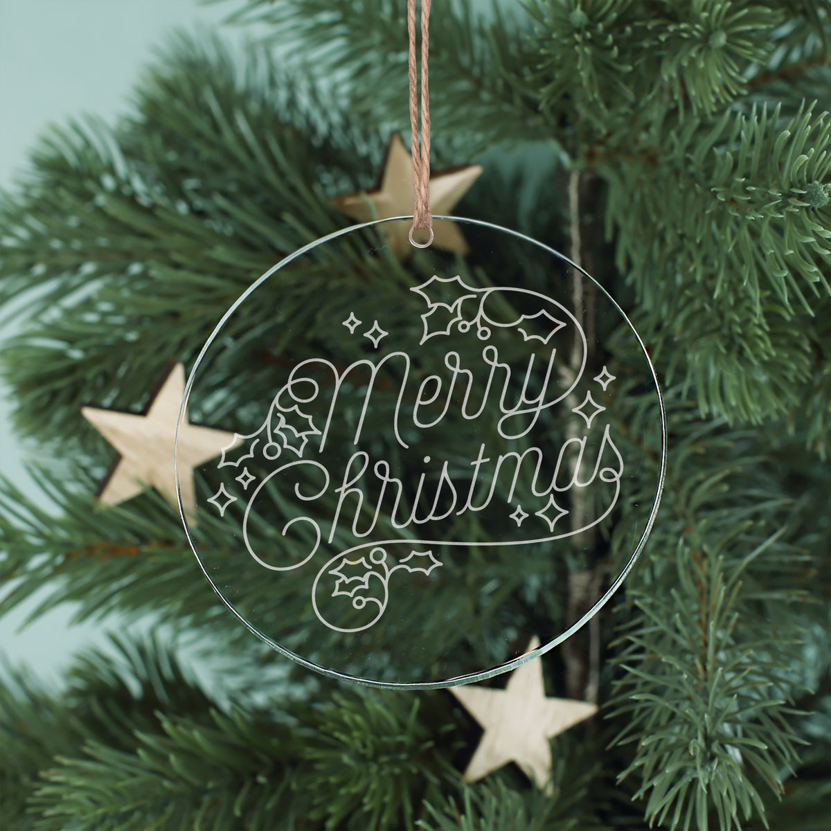 Merry Christmas Weihnachtsbaumanhänger aus Acryl als Christbaumschmuck