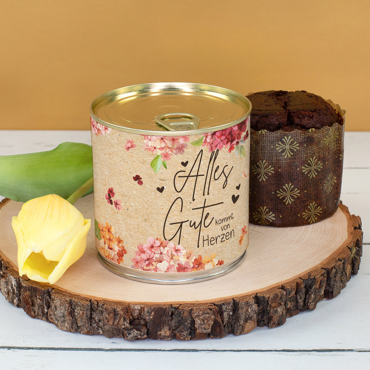 Schokoladen Brownie Kuchen in der Dose zum Geburtstag