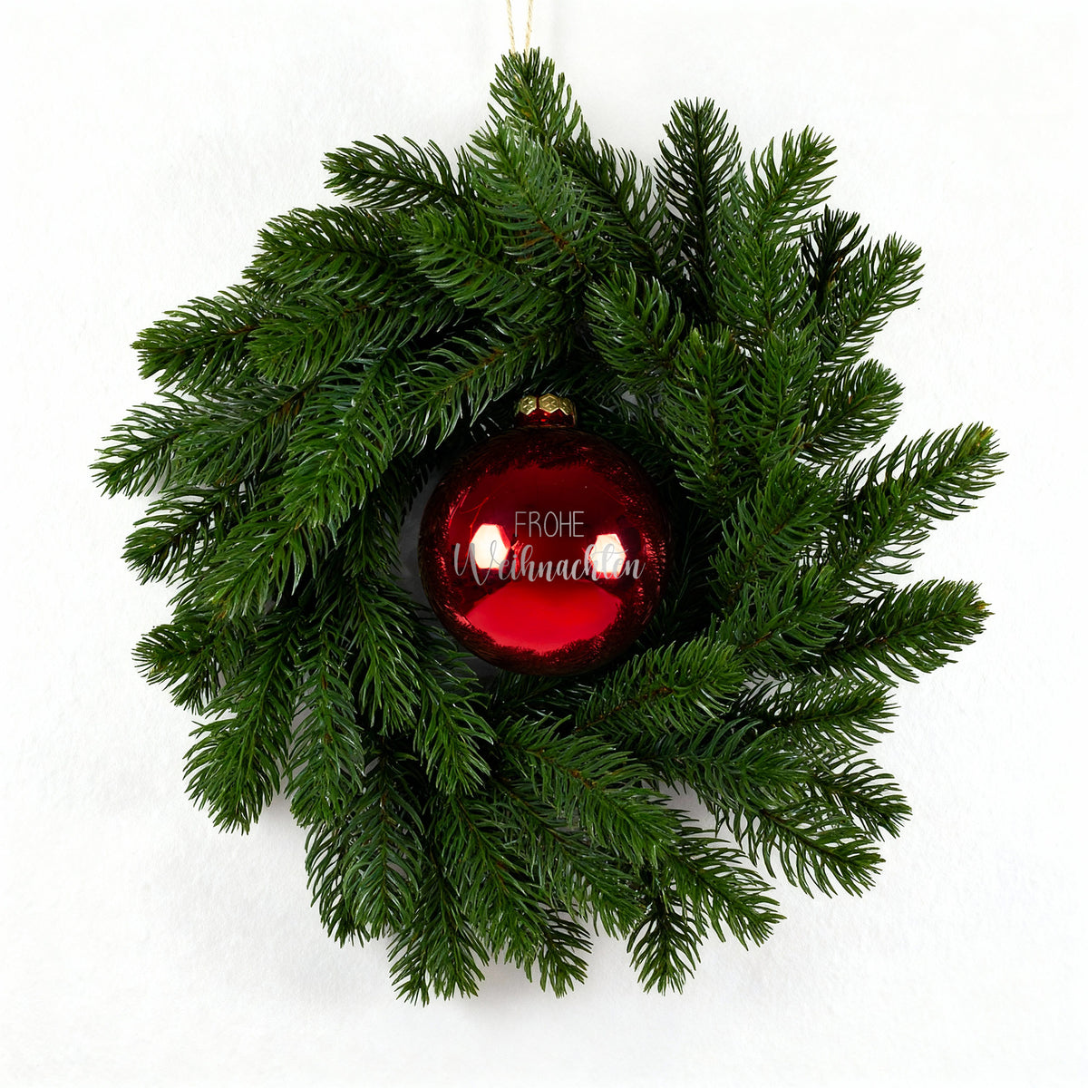 Türkranz & Wandschmuck mit gravierter Kugel 'Frohe Weihnachten' –
