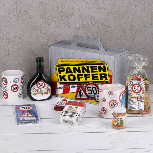 Pannenkoffer mit vielen lustigen Produkten