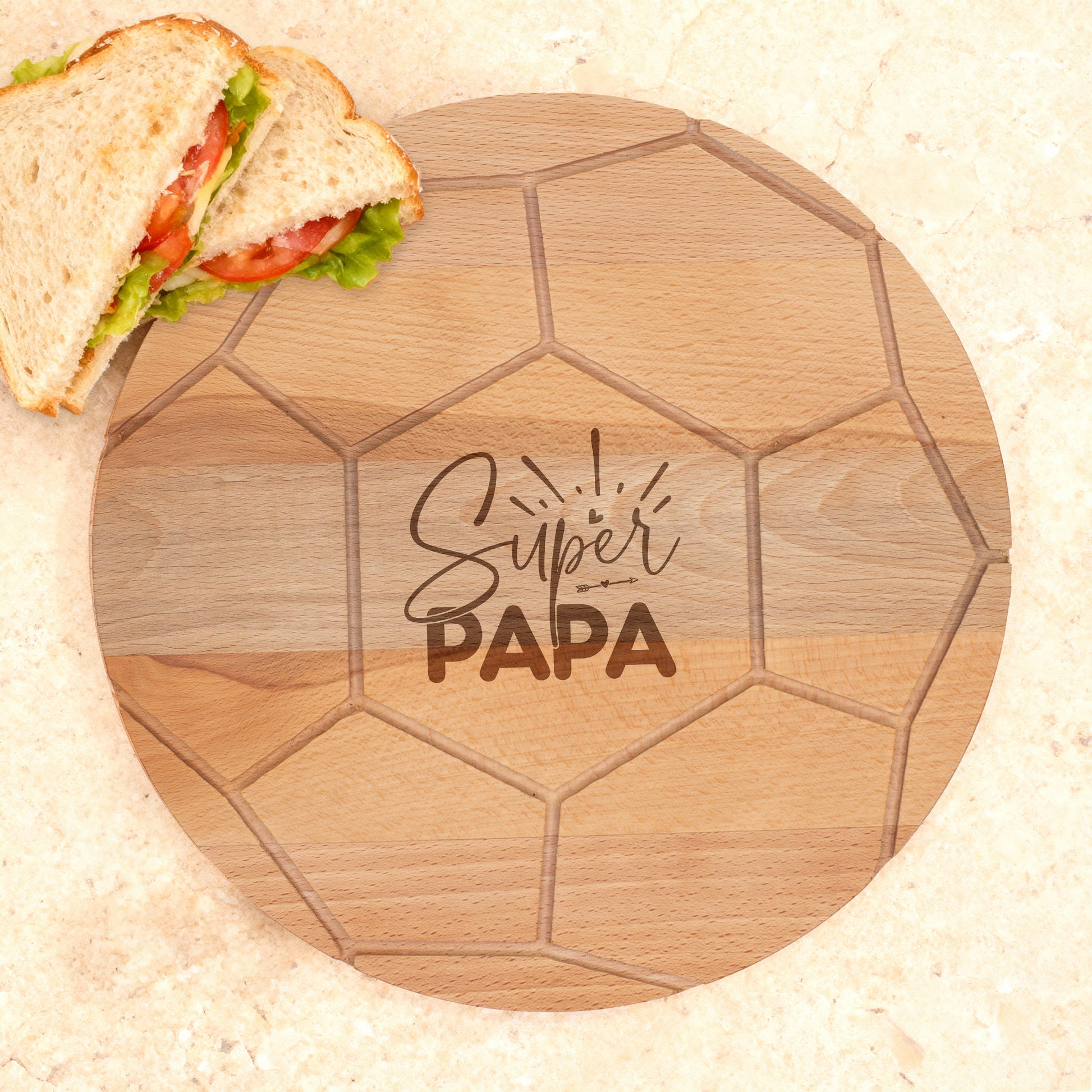 Holz Schneidebrett Servierbrett Fußball Design für Papa