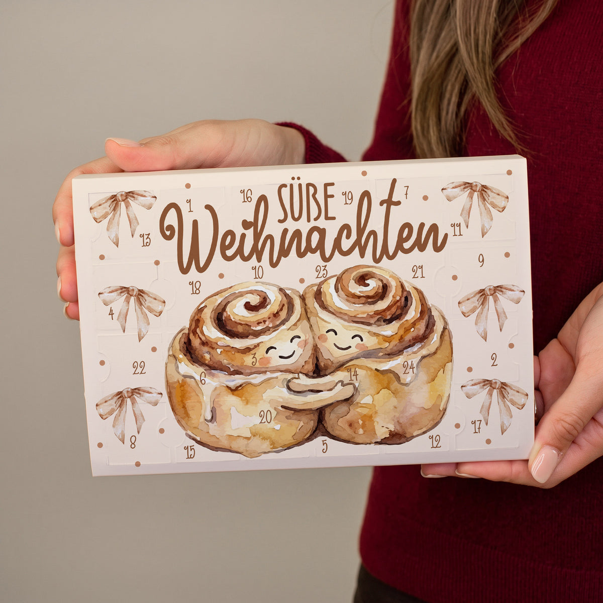 Adventskalender „Süße Weihnachten“ mit Zimtschnecken als Geschenk für Paare und Familie