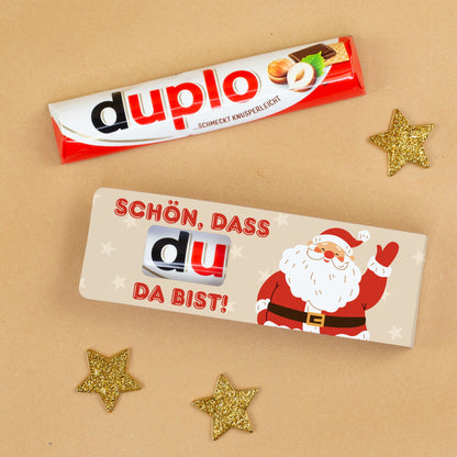 duplo Riegel 'Schön, dass du da bist!' | Gastgeschenk zu Weihnachten, Wichteln & Weihnachtsfeier