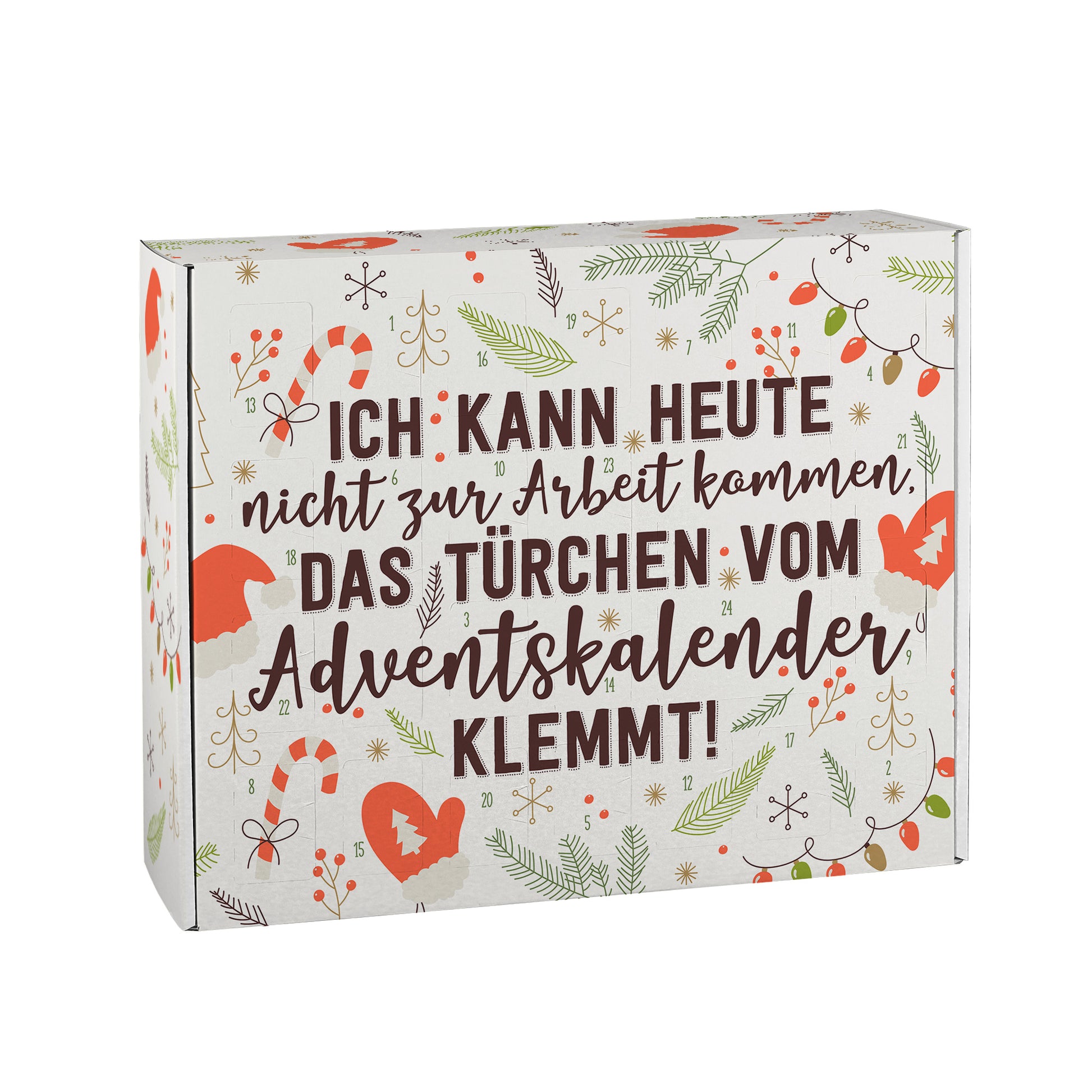 DIY Adventskalender mit humorvollem Spruch – Gesamtansicht