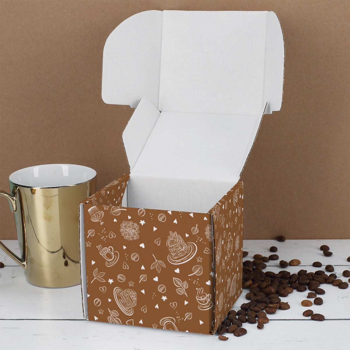 Geschenkbox aus Pappe mit Kaffee-Motiv