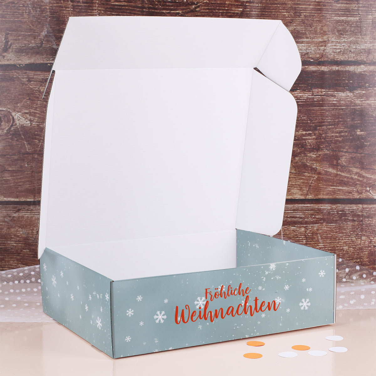 Geschenkbox 'Fröhliche Weihnachten' mit Wichtelmotiv