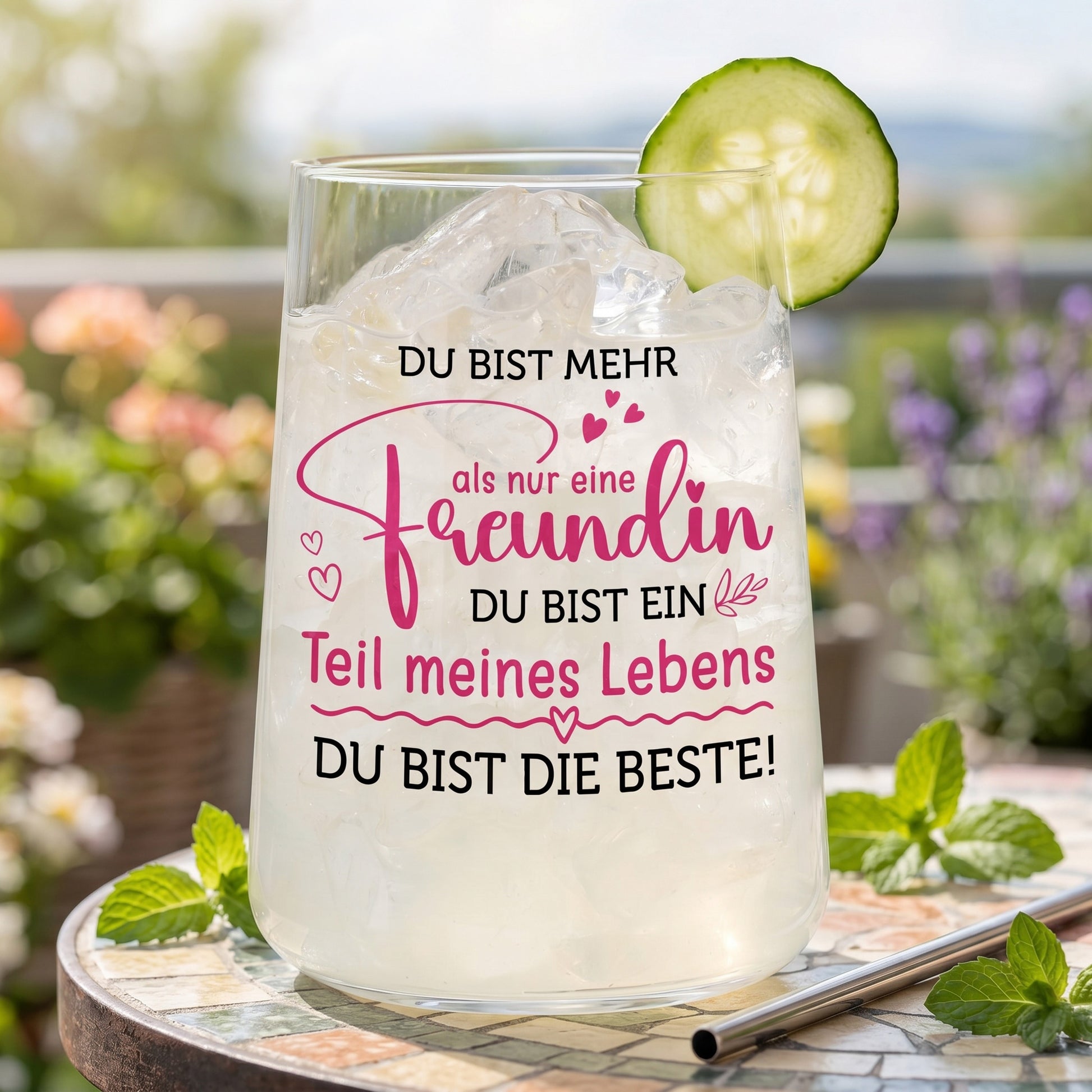 Trinkglas für die beste Freundin mit Spruch als Geschenk für Frauen –