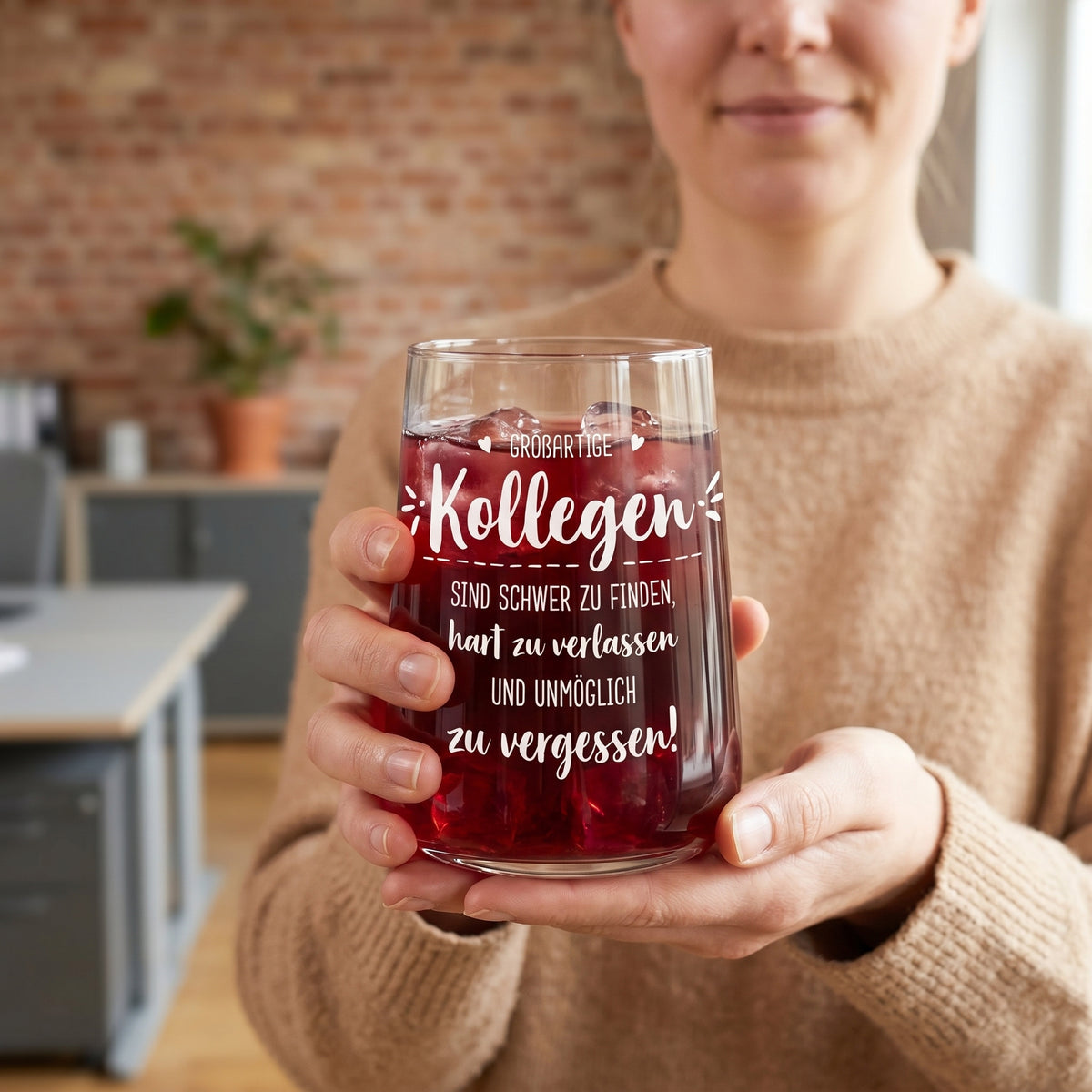 Trinkglas mit Spruch für Kollegen