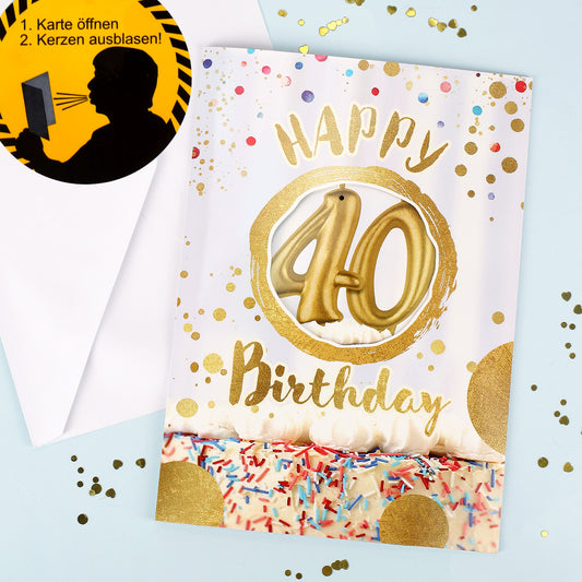 A4 Pustekarte mit Sound-Effekt zum 40. Geburtstag