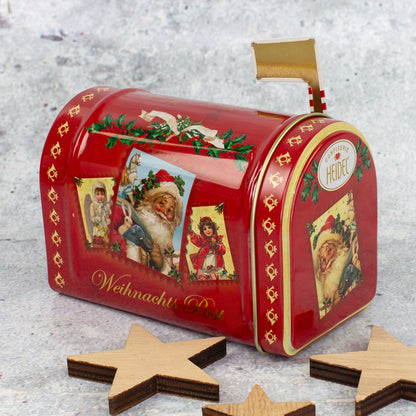 Nostalgische rote Weihnachts-Mailbox aus Metall mit Weihnachtsmann Motiv