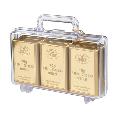 Gold Koffer mit Schoko-Goldbarren als originelle Geschenkidee