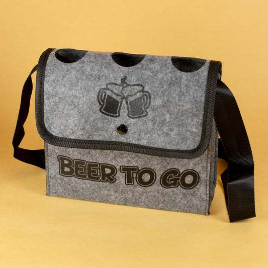 Graue Umhängetasche - Bier to go - für Männer zum Vatertag