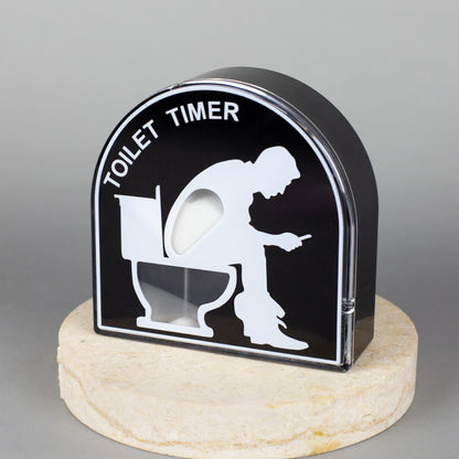 Toiletten-Timer aus Kunststoff auf dekorativem Sockel präsentiert