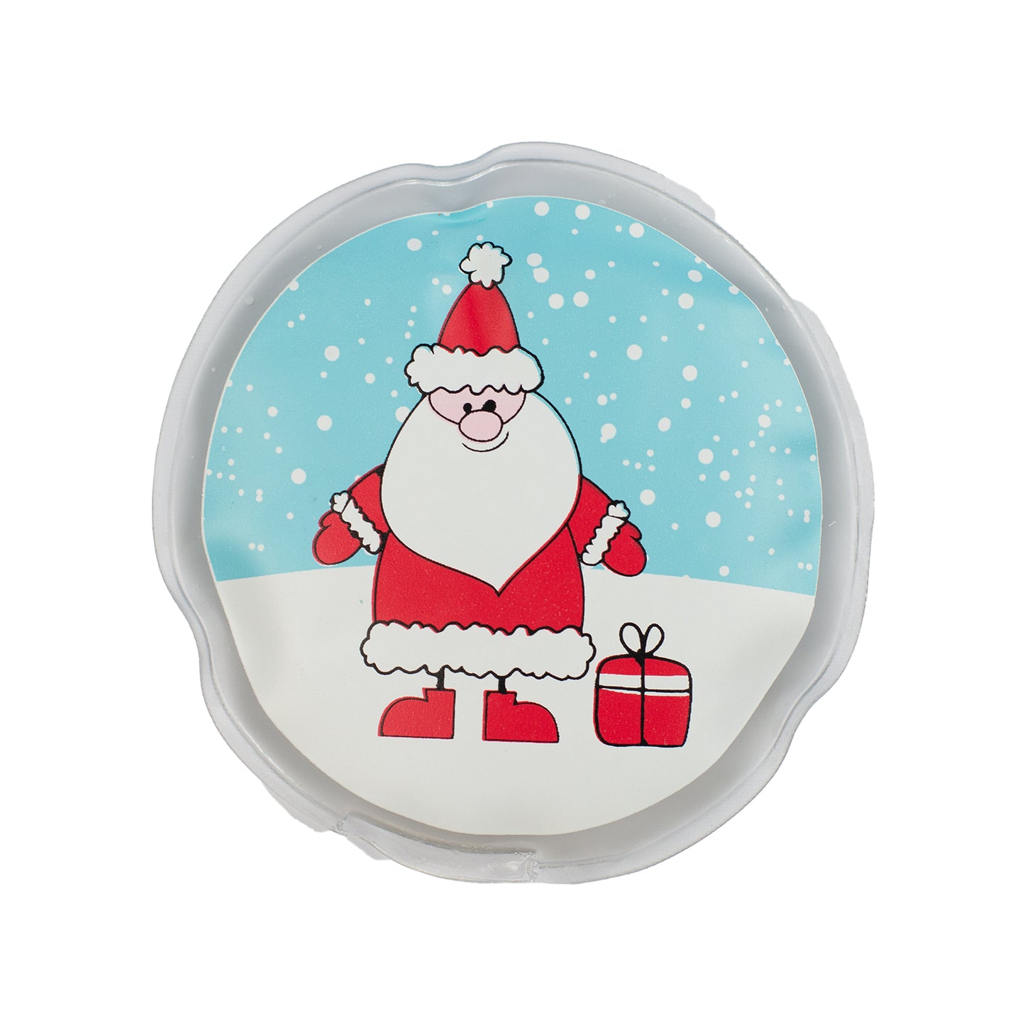 Weihnachtsmann-Motiv des Handwärmers freigestellt auf Weiß