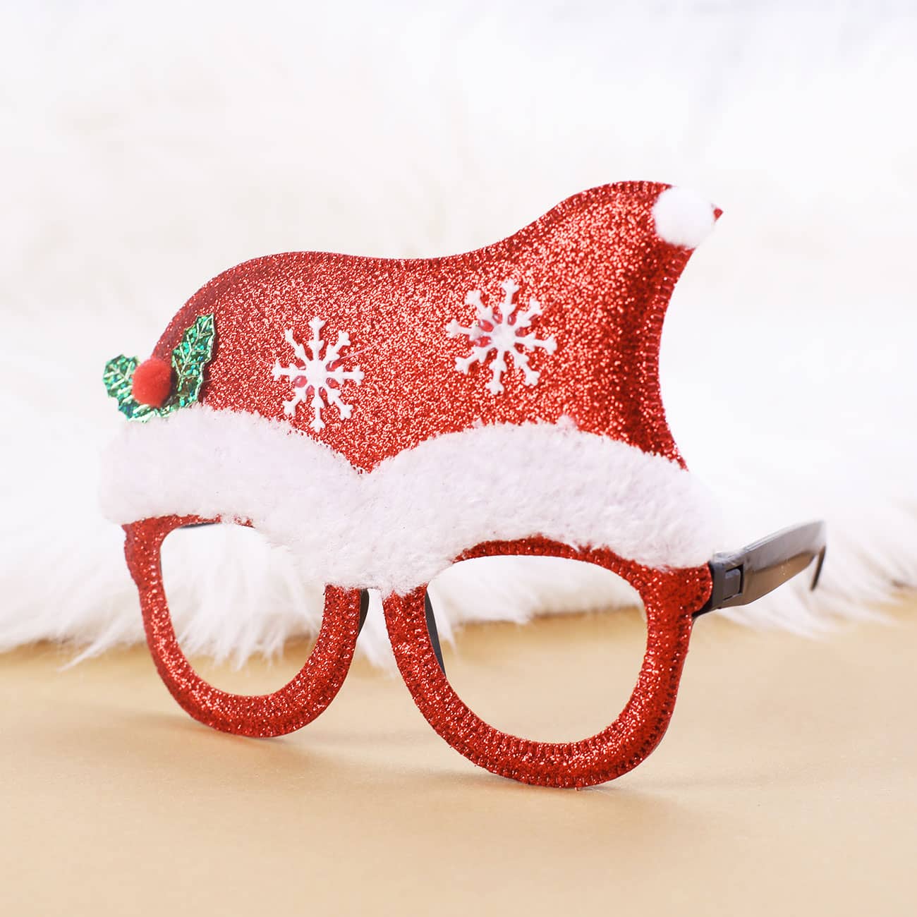 glitzernde Spaßbrille - Weihnachtsmütze