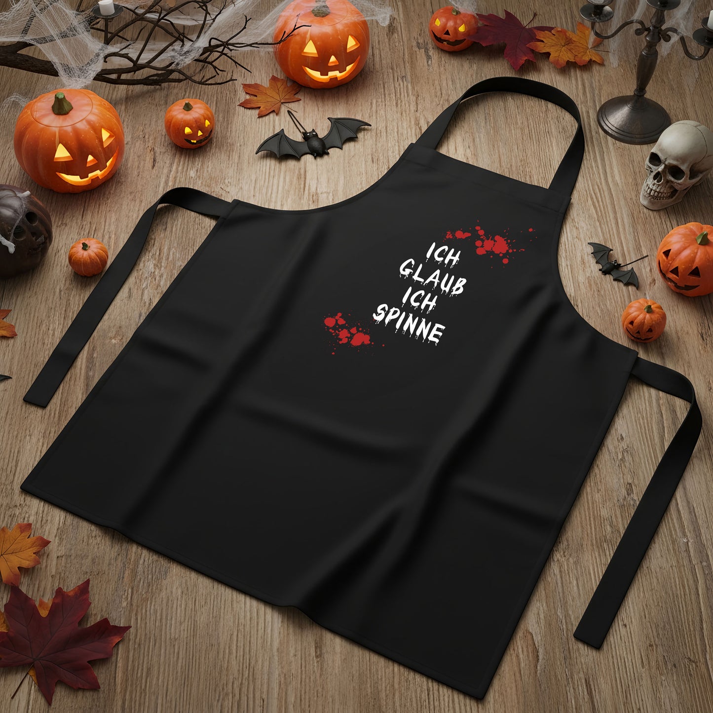 Personalisiertes Halloween-Kostüm | Schürze mit Blutspritzern und Wunschtext | 2 Farben