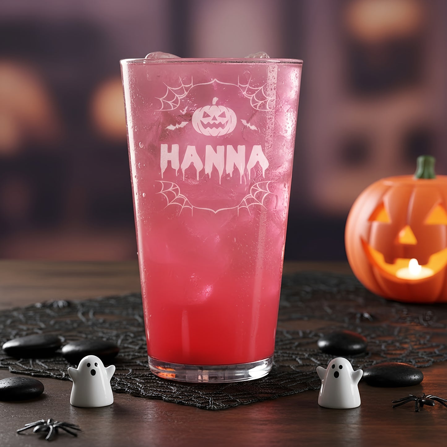 Trinkglas mit Gravur zu Halloween | 300 ml | Graviertes Glas mit Grusel-Motiv