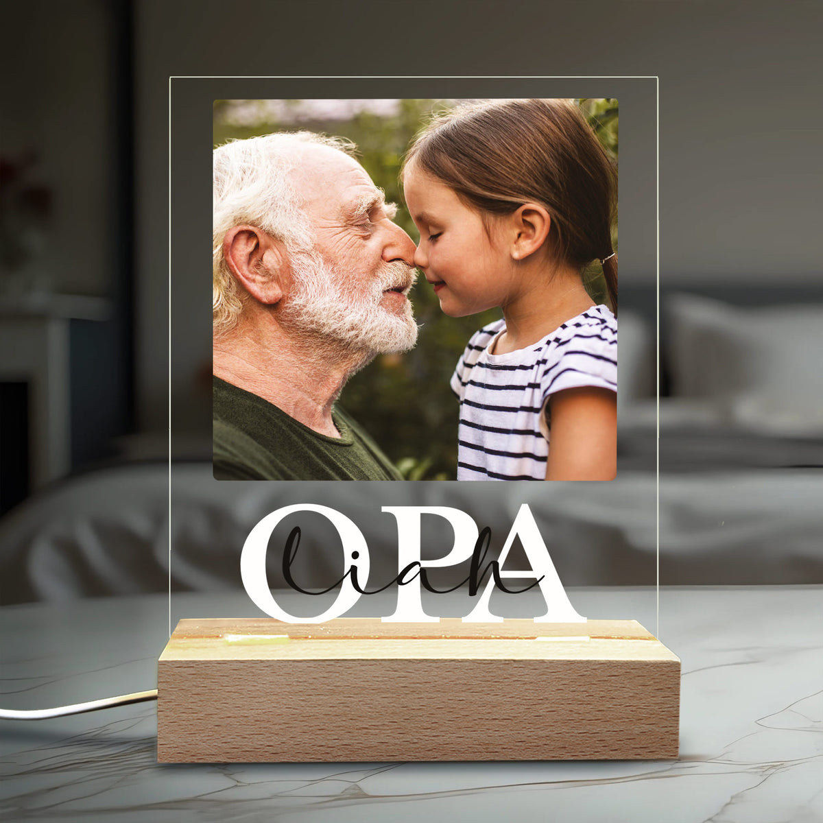 LED-Fotolampe für Opa mit eigenem Bild & Schriftzug