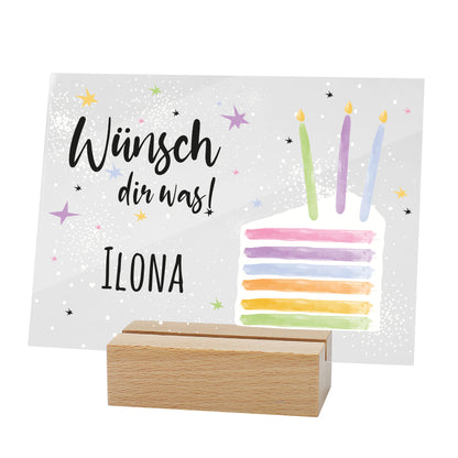 Personalisierbares Acrylschild zum Geburtstag | Perfekt als Geldgeschenk | Tortenmotiv