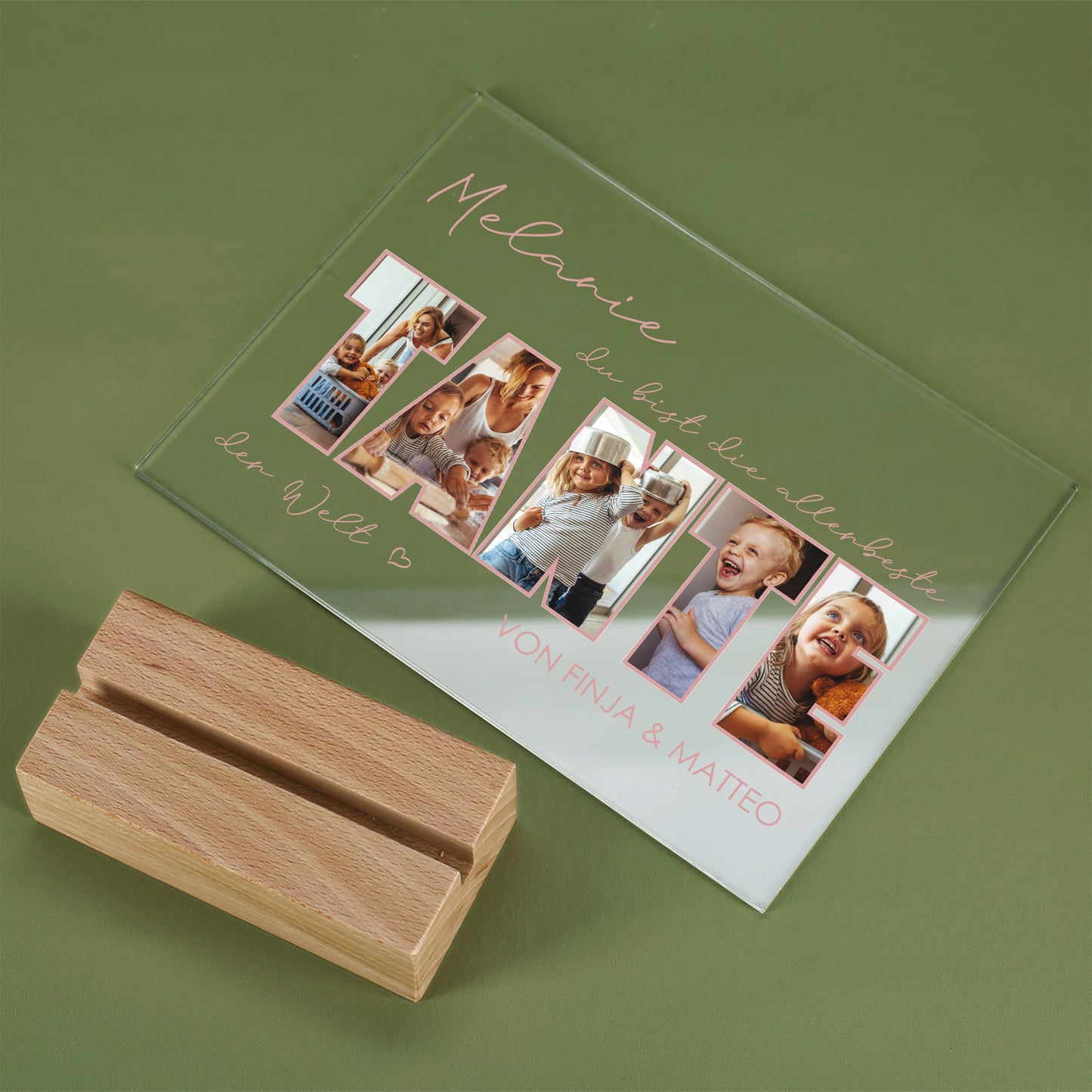 Acrylbild mit Fotos und individueller Widmung als Geschenkidee für die beste Tante der Welt