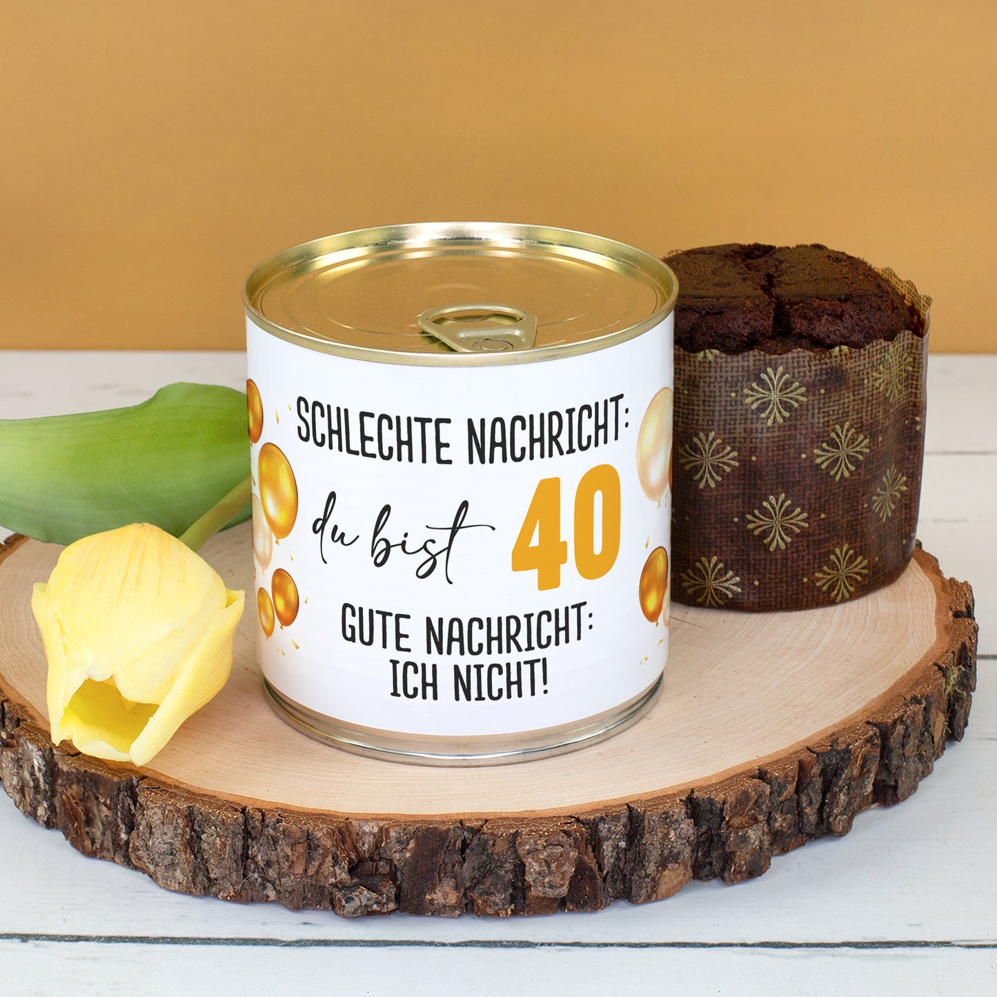 Schokoladen Brownie Kuchen in der Dose zum Geburtstag in Bäckerqualität mit Alter personalisiert