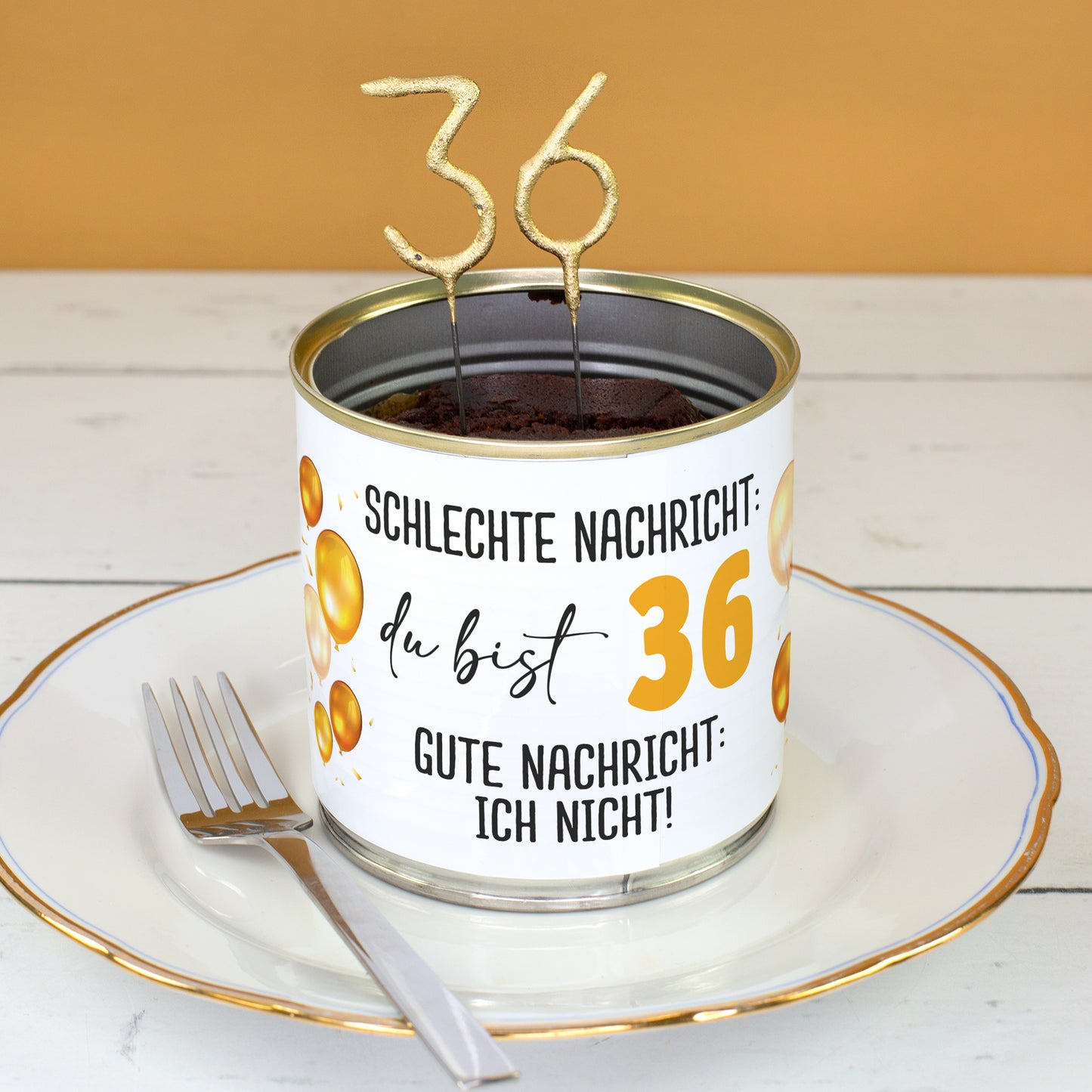 Schokoladen Brownie Kuchen in der Dose zum Geburtstag in Bäckerqualität mit Alter personalisiert
