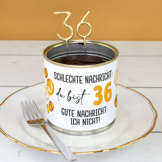 Schokoladen Brownie Kuchen in der Dose zum Geburtstag in Bäckerqualität mit Alter personalisiert
