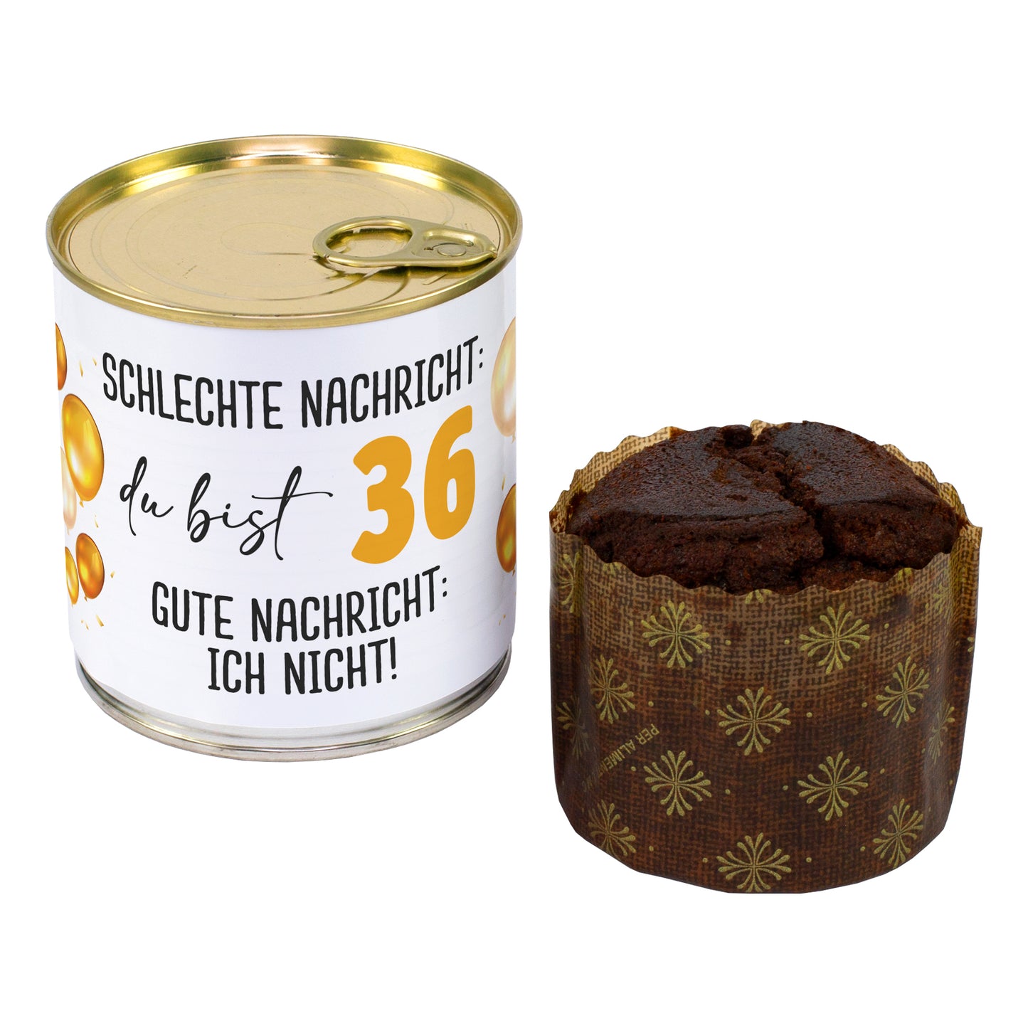 Schokoladen Brownie Kuchen in der Dose zum Geburtstag in Bäckerqualität mit Alter personalisiert