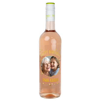 Personalisierter Biorebe Wein zum Geburtstag mit Foto & Name | Happy Birthday