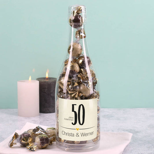 Pralinenflasche zur Goldenen Hochzeit