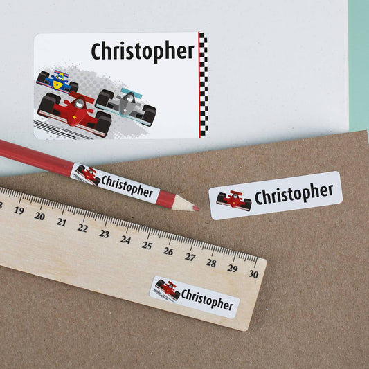 Rennwagen Schulaufkleber mit Name