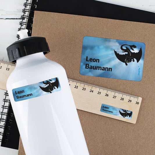 Aufkleberset mit Drache und Name