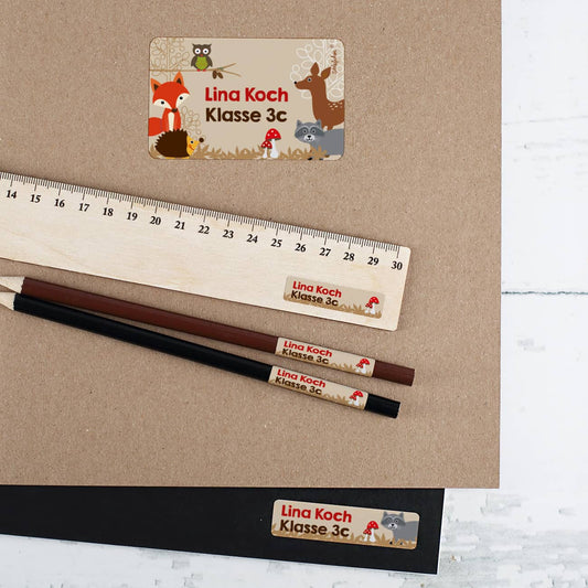Schulaufkleber Waldtiere Name