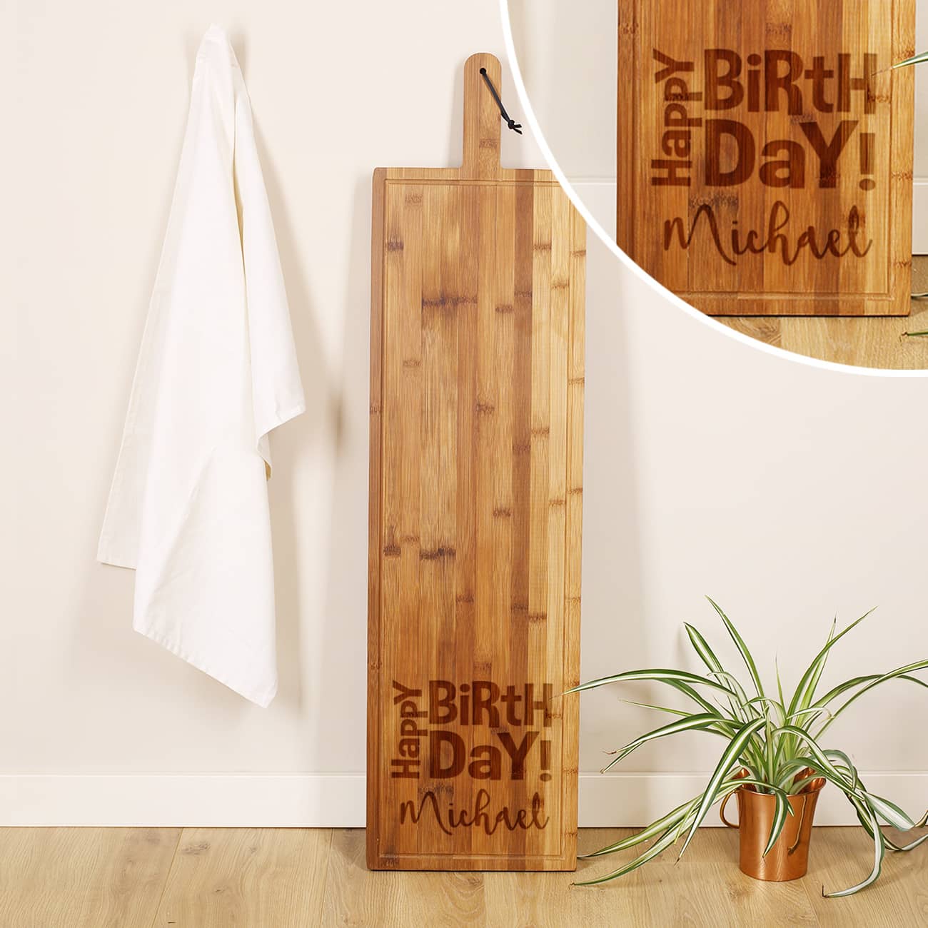 Riesen 1 Meter langes Bambusbrettchen zum Geburtstag