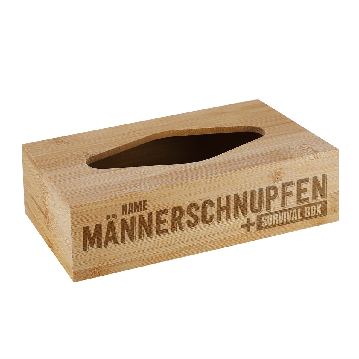Männerschnupfen Survival Box - Taschentuchbox mit Namensgravur