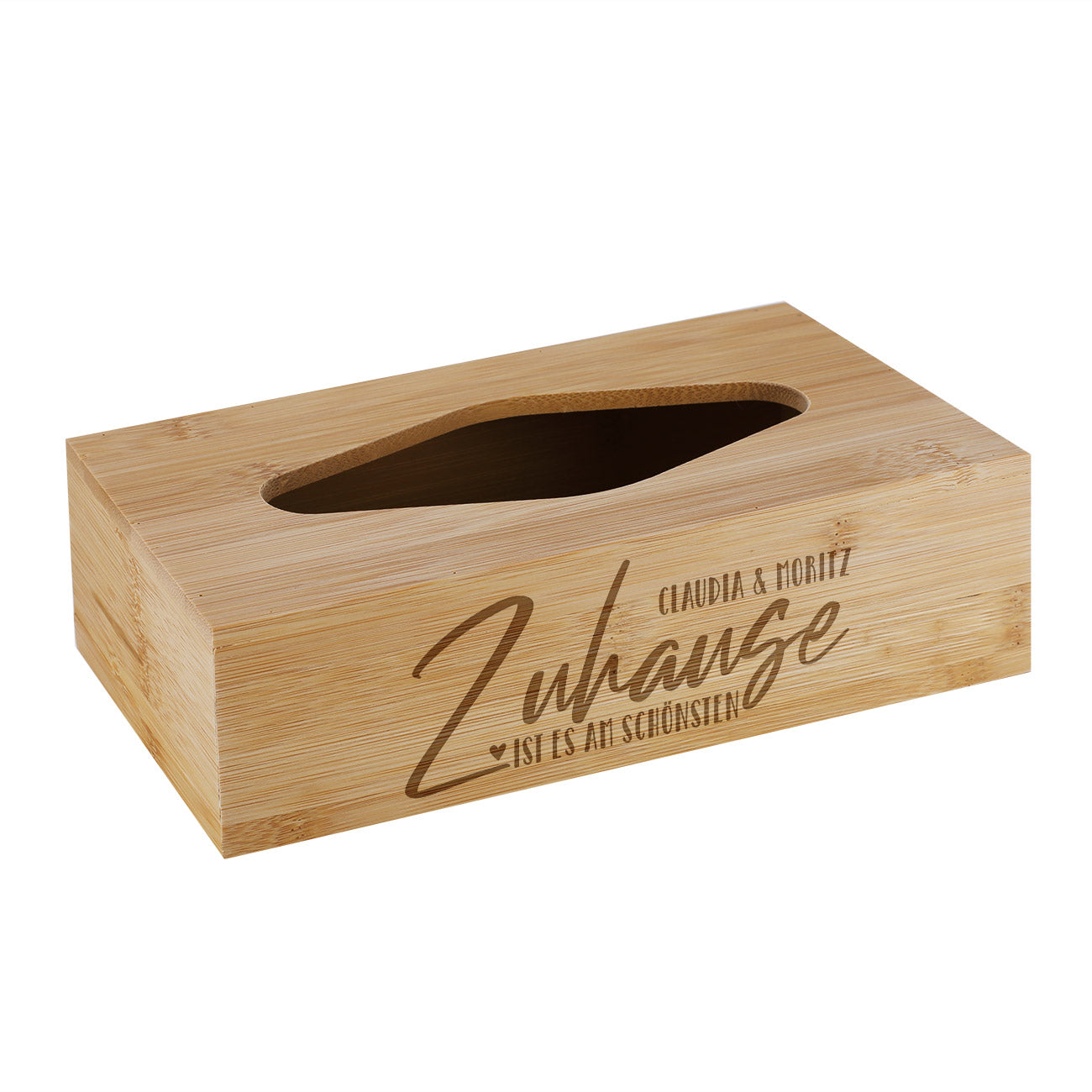 Zuhause ist es am Schönsten - Taschentuchbox mit Namensgravur
